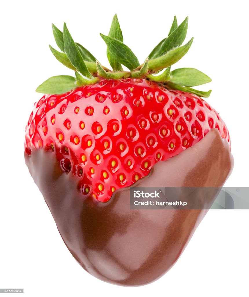 strawberry in chocolate isolated on the white background strawberry in chocolate isolated on the white background. Chocolate Dipped Stock Photo