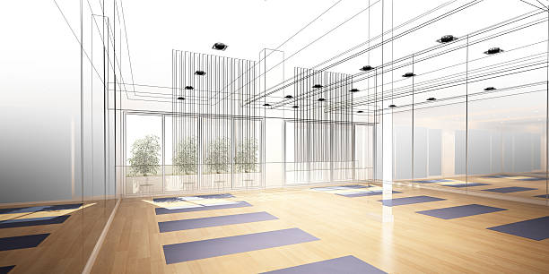 istock abstract sketch design of interior yoga room 537715701