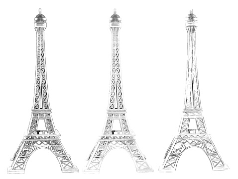 Eiffel Tower in various styles -  drawing, sketch