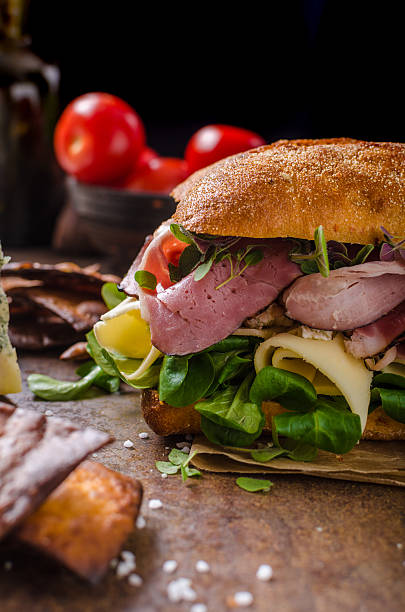 istock Sandwich with ham and cheese, lettuce 537718588