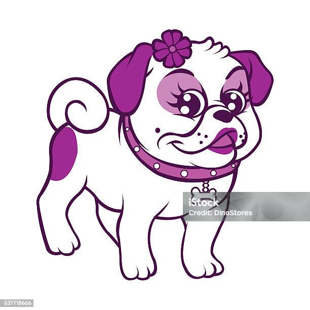 Cartoon Purple Pug Stock Illustration - Download Image Now - Animal, Beauty, Clip Art