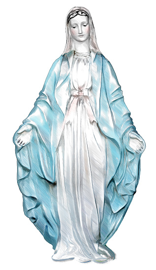 Holy Mary. Virgin Mary. Illustration in draw, sketch style