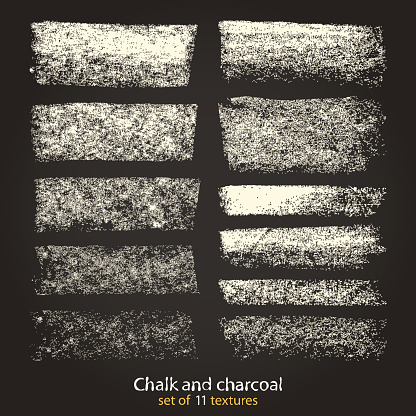 Set of vector grunge texture created with chalk and charcoal. Saved in the brushes palette