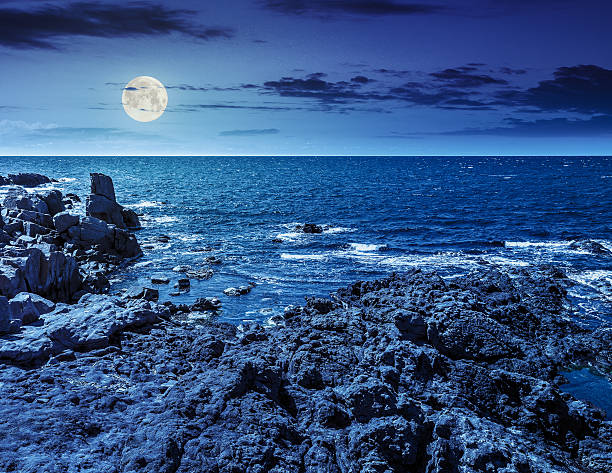 istock sea landscape on the rocky coast at night 537721054