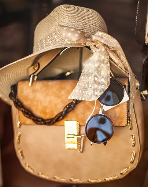 Female fashion accessories in brown and beige