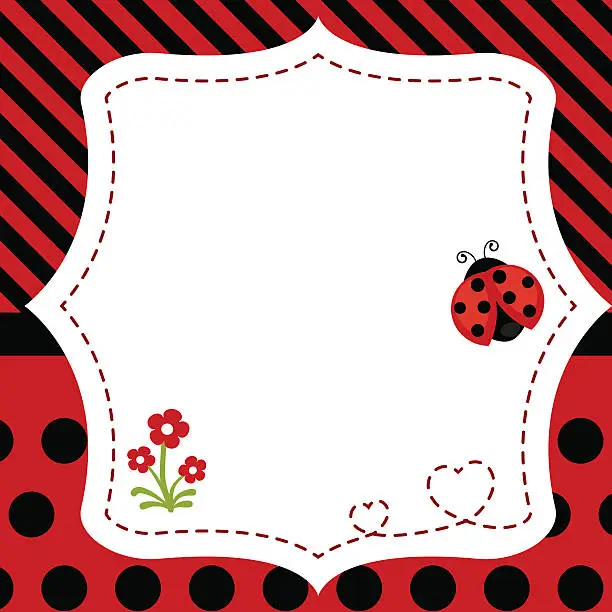 Vector illustration of Greeting card with ladybug.