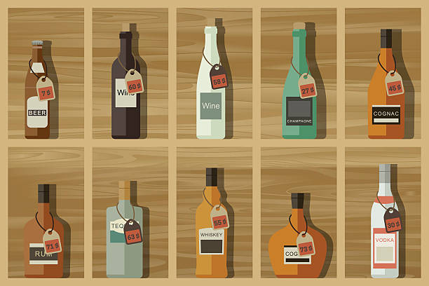 ilustrações de stock, clip art, desenhos animados e ícones de ícones de bebidas alcoólicas - hard liqueur