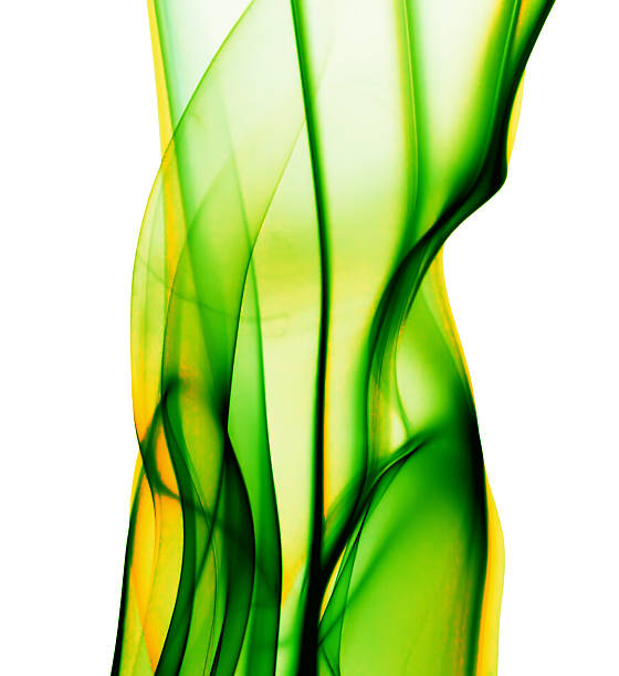 istock green and yellow smoke lines on the white background 537729348