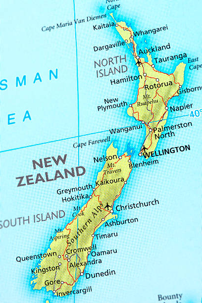 NEW ZEALAND Map of New Zealand. A detail from the World Map. Oman stock pictures, royalty-free photos & images