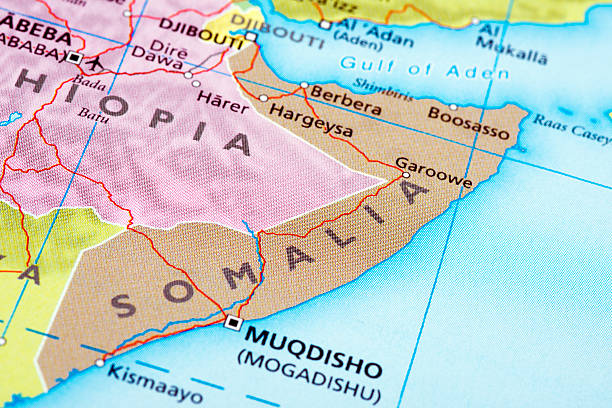 Somalia Map of Somalia. A detail from the World Map. relief map stock pictures, royalty-free photos & images