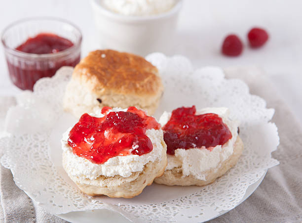 istock Scones with clotted cream and strawberry jam 537740715