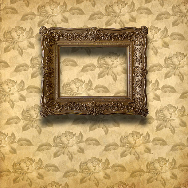 istock Old room, grunge interior with frames in style baroque 537741319