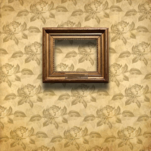 istock Old room, grunge interior with frames in style baroque 537741675