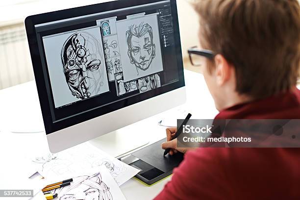 Comic Book Art Stock Photo - Download Image Now - Graphic Designer, Cartoon, Computer Graphic