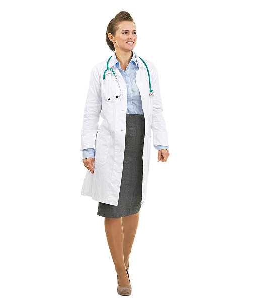 istock smiling doctor woman going straight and looking on copy space 537744015