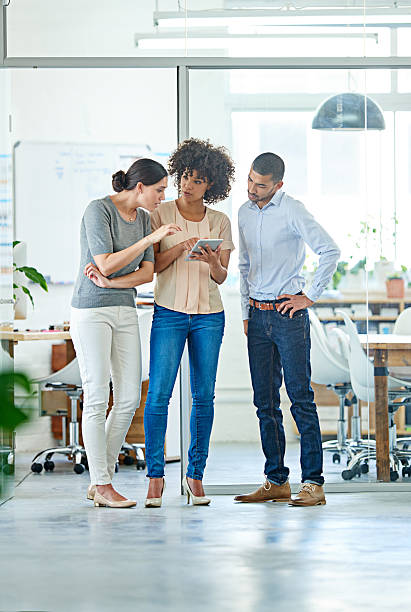 i creativi come te - three people group of people standing business person foto e immagini stock