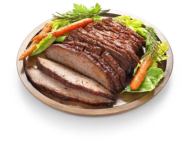 barbecue beef brisket isolated on white background