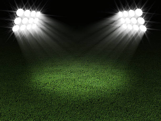 istock Green Soccer Field Illuminated by Spotlights 537759833