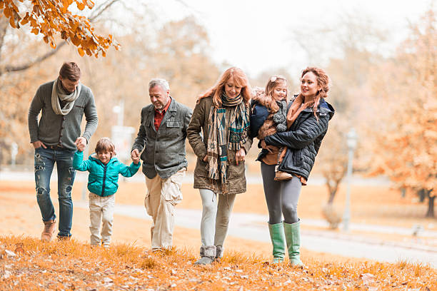 istock Extended family walking in the park. 537763163