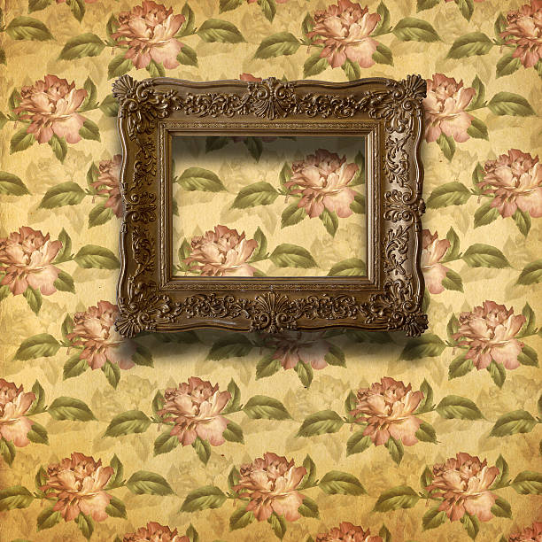 istock Old room, grunge interior with frames in style baroque 537763393