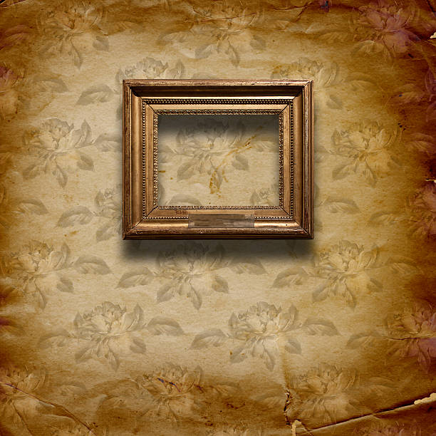 istock Old room, grunge interior with frames in style baroque 537763395