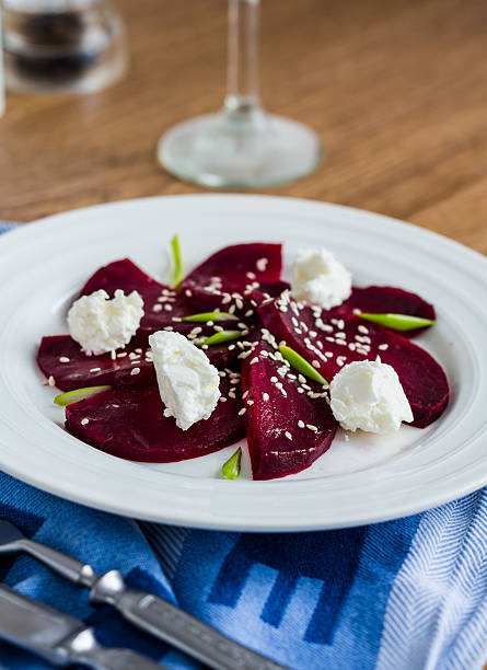 istock roasted beet salad with goat cheese and sesame seeds, snack 537764727