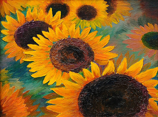 istock oil painting - sunflowers, abstract art 537790401