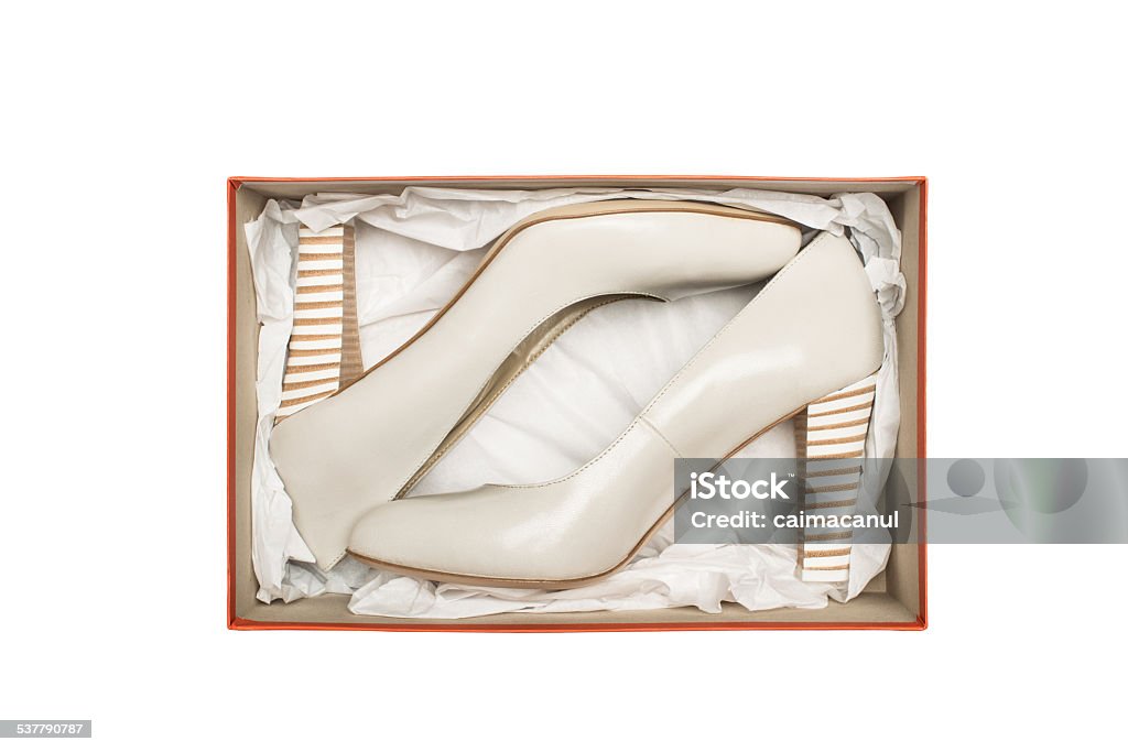 high heel shoes in box high heel shoes in box isolated on white background 2015 Stock Photo