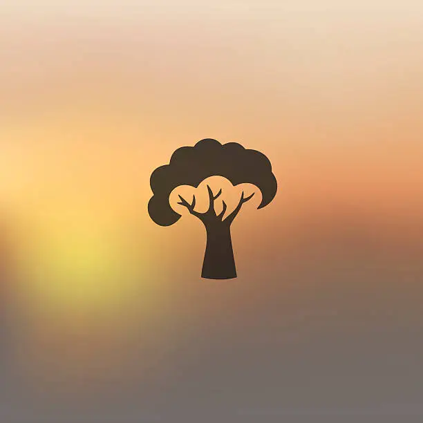 Vector illustration of tree icon on blurred background