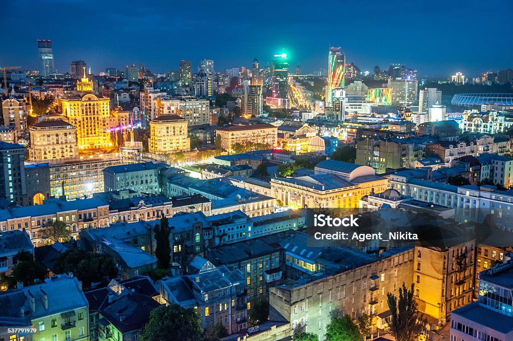 The rooftop view to the Kyiv city The evening rooftop view to the Kyiv city 2015 Stock Photo