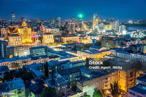 The Rooftop View To The Kyiv City Stock Photo - Download Image Now - 2015, Aerial View, Architecture