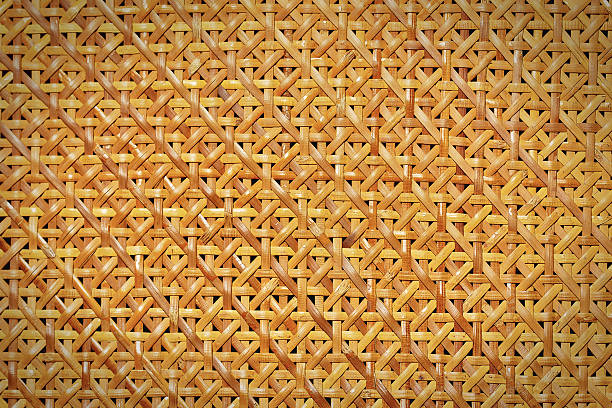 tecido padrão de junco - woven bamboo art close up - fotografias e filmes do acervo
