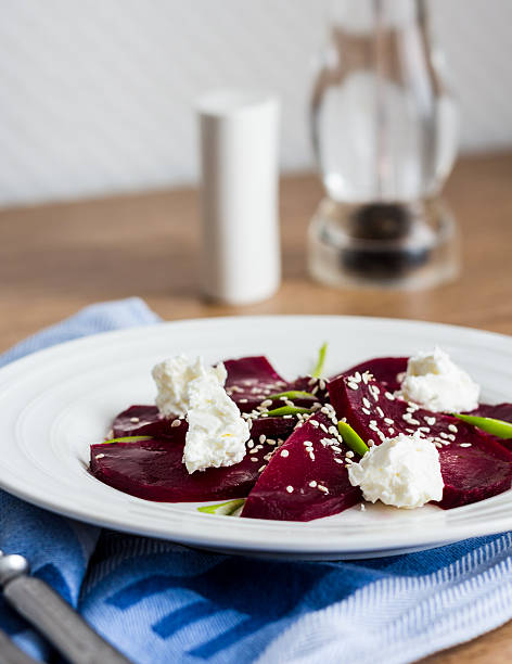 istock roasted beet salad with goat cheese and sesame seeds, snack 537793789