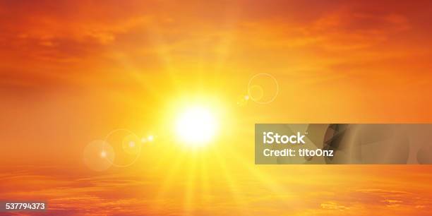 Panoramic Warm Sunset Stock Photo - Download Image Now - Sun, Sunlight, Heat - Temperature