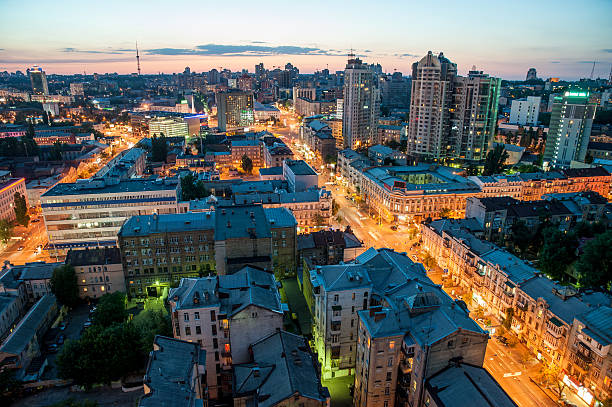 istock The evening rooftop view to the Kyiv city 537794657