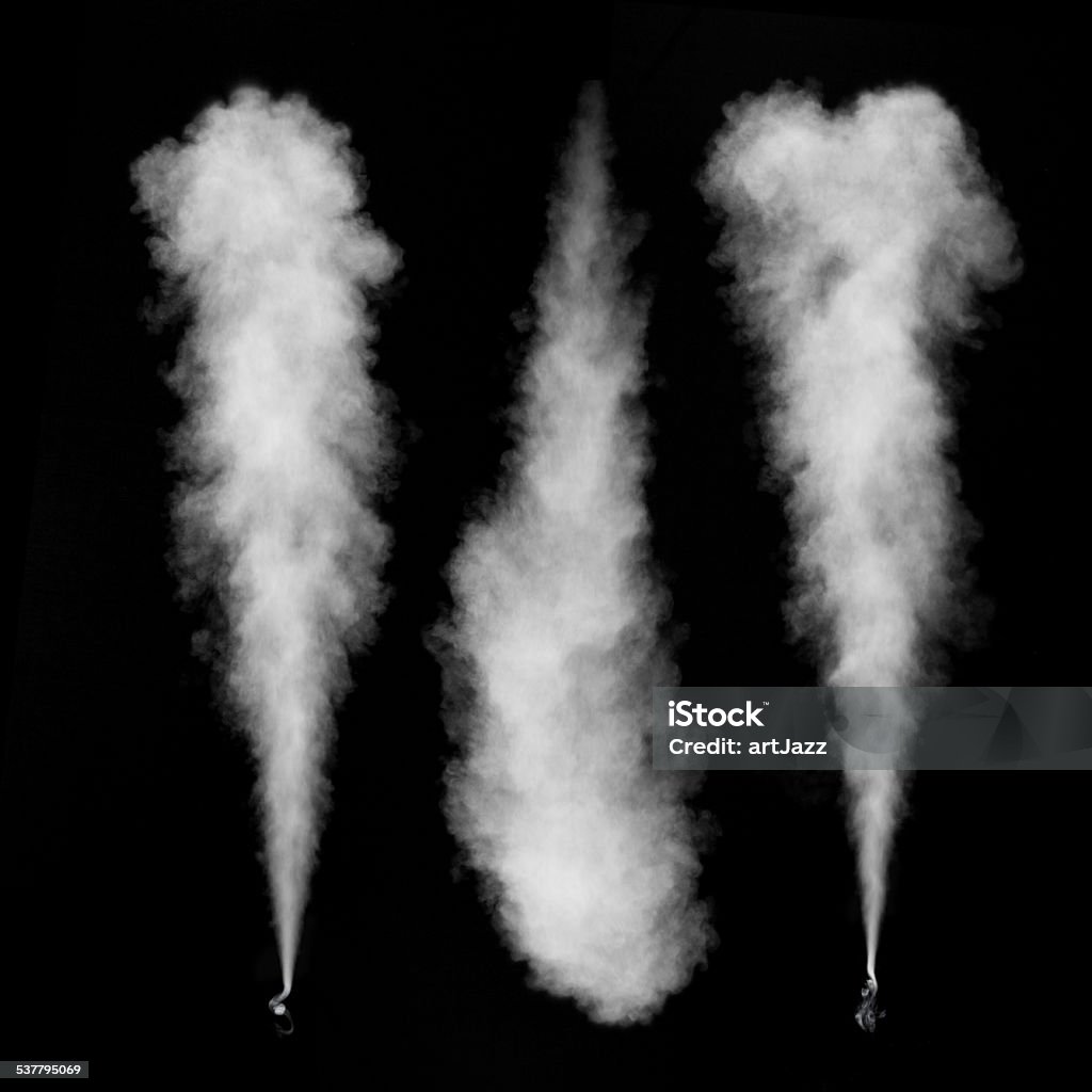 White smoke set isolated on black White smoke set isolated on black background 2015 Stock Photo