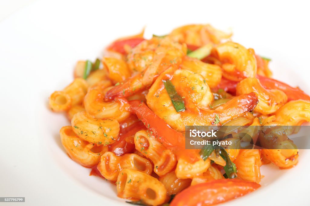 pasta with shrimp and tomato 2015 Stock Photo