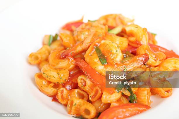 Pasta With Shrimp And Tomato Stock Photo - Download Image Now - 2015, Baked, Brown