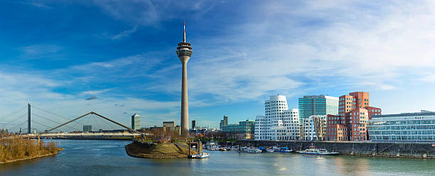 Dusseldorf cityscape with view on media harbor, Germany Dusseldorf cityscape with view on media harbor, Germany media harbor photos stock pictures, royalty-free photos & images