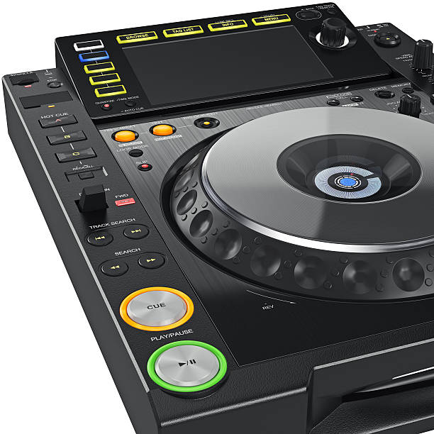 istock Dj turntable music mixer, close view 537810034