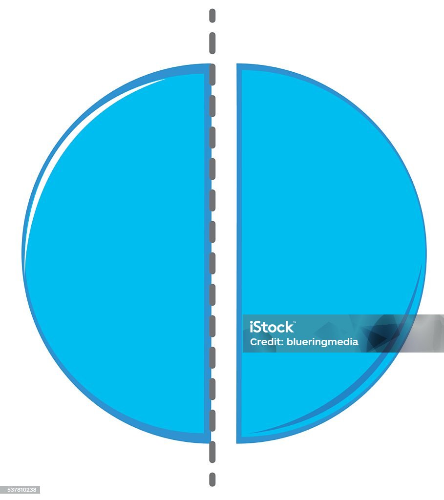 Half Cut Image Example Circle Cut In Half Stock Illustration - Download Image Now - Fraction ...