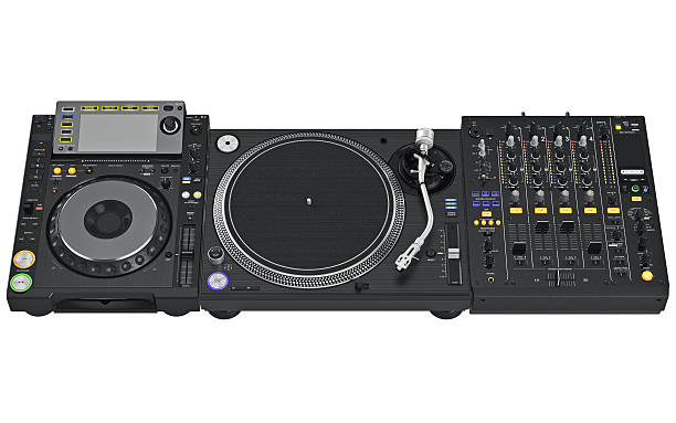 istock Vinyl player bundled with table dj mixer 537810484
