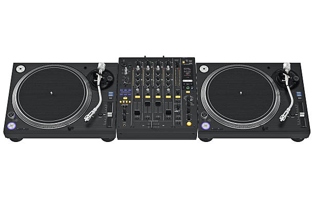 istock Vinyl player bundled with table dj mixer 537811248
