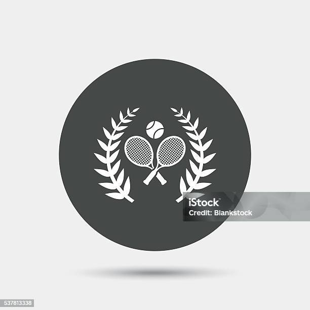 Tennis Rackets With Ball Icon Sport Symbol Stock Illustration - Download Image Now - Award, Badge, Circle