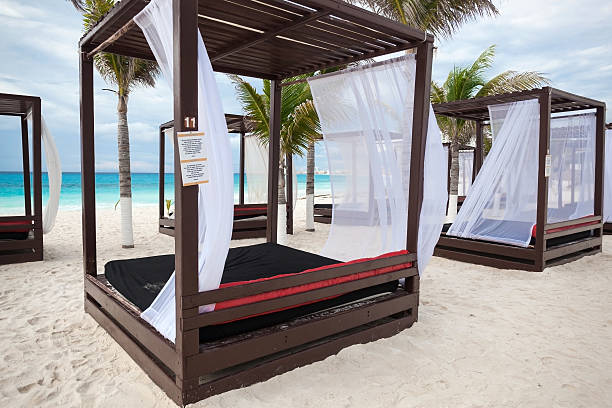 istock Modern wooden beach gazebo pavilion 537814554