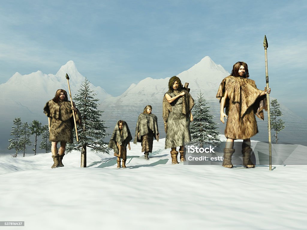 People of the Ice Age Caveman Stock Photo