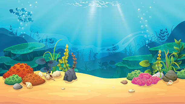 ilustrações de stock, clip art, desenhos animados e ícones de mundo subaquático - submarino subaquático
