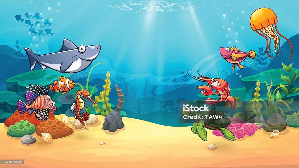 Animals In Underwater World Stock Illustration - Download Image Now -  Undersea, Backgrounds, Underwater - iStock