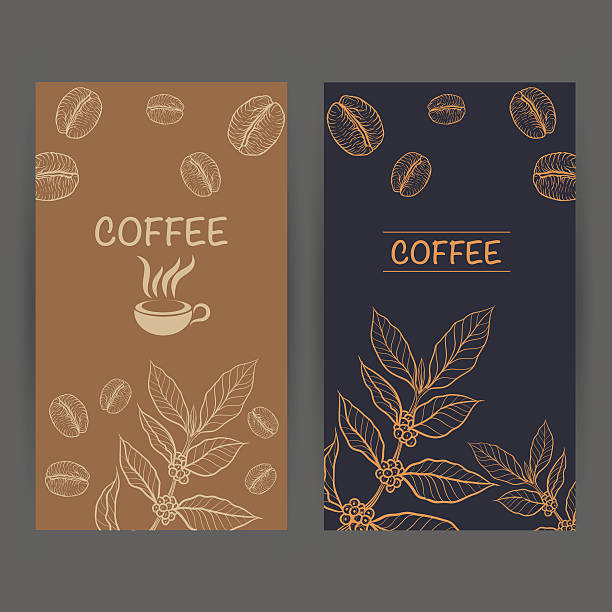 bildbanksillustrationer, clip art samt tecknat material och ikoner med packaging design for coffee - coffe branch with beans