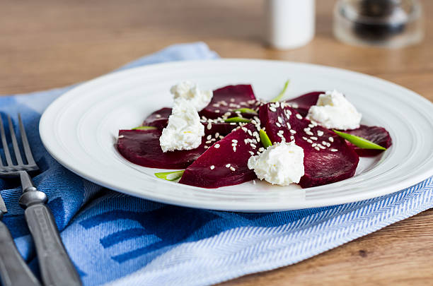 istock roasted beet salad with goat cheese and sesame seeds, snack 537817653